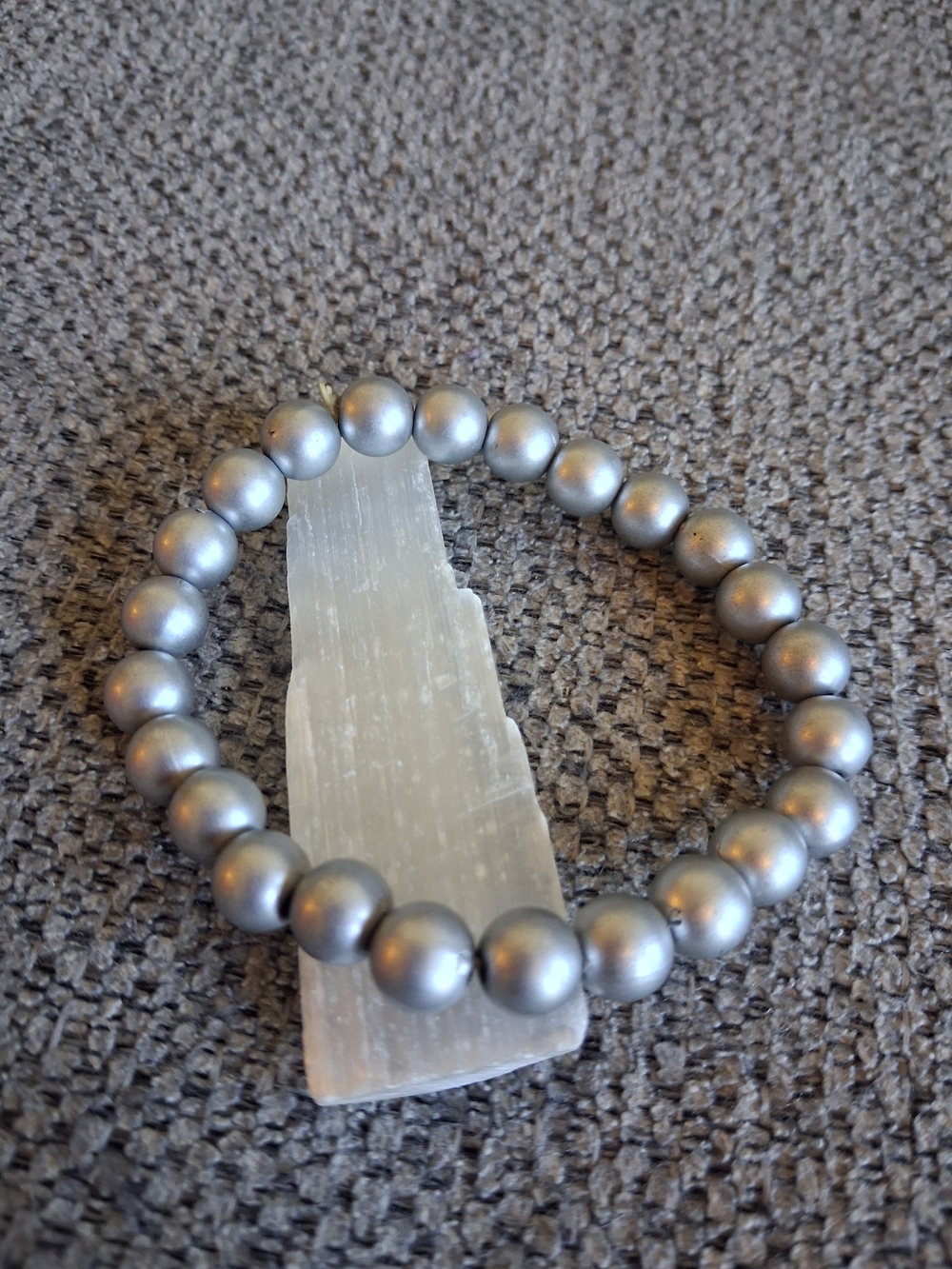Elegant Silver Pearl Bead Stretch Bracelet